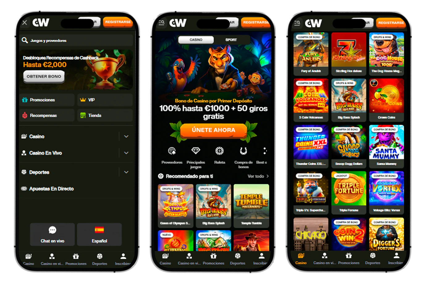 Versión de Cashwin Casino optimizada para teléfonos y dispositivos móviles